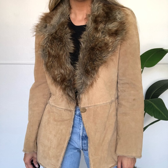 {St. John’s Bay} leather fur collar coat - Picture 9 of 12